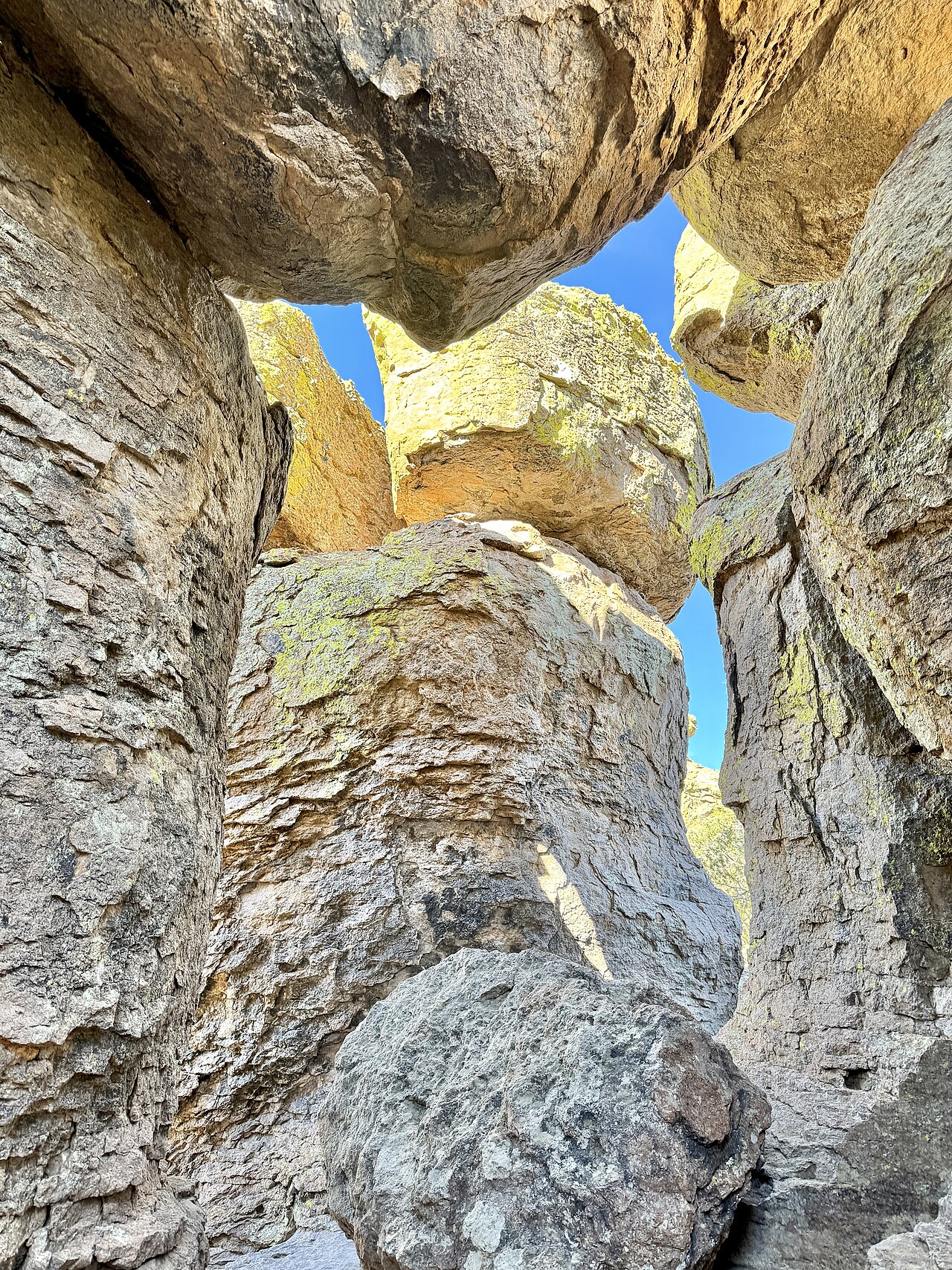 Echo Canyon Trail winding between rock pinnacles in Chiricahua, Arizona